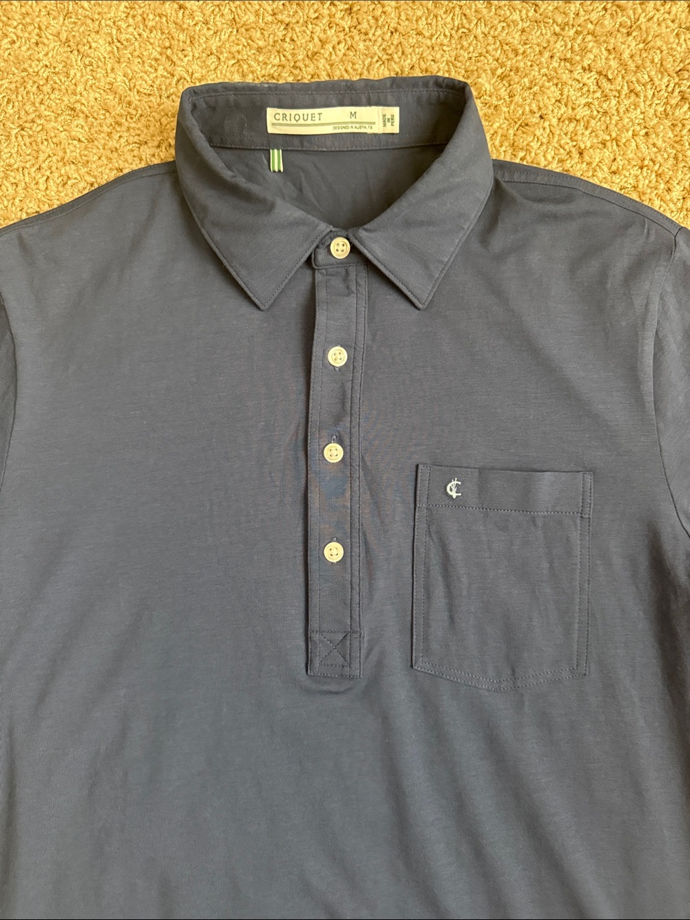Criquet Men's Dark Navy Polo with Chest Pocket